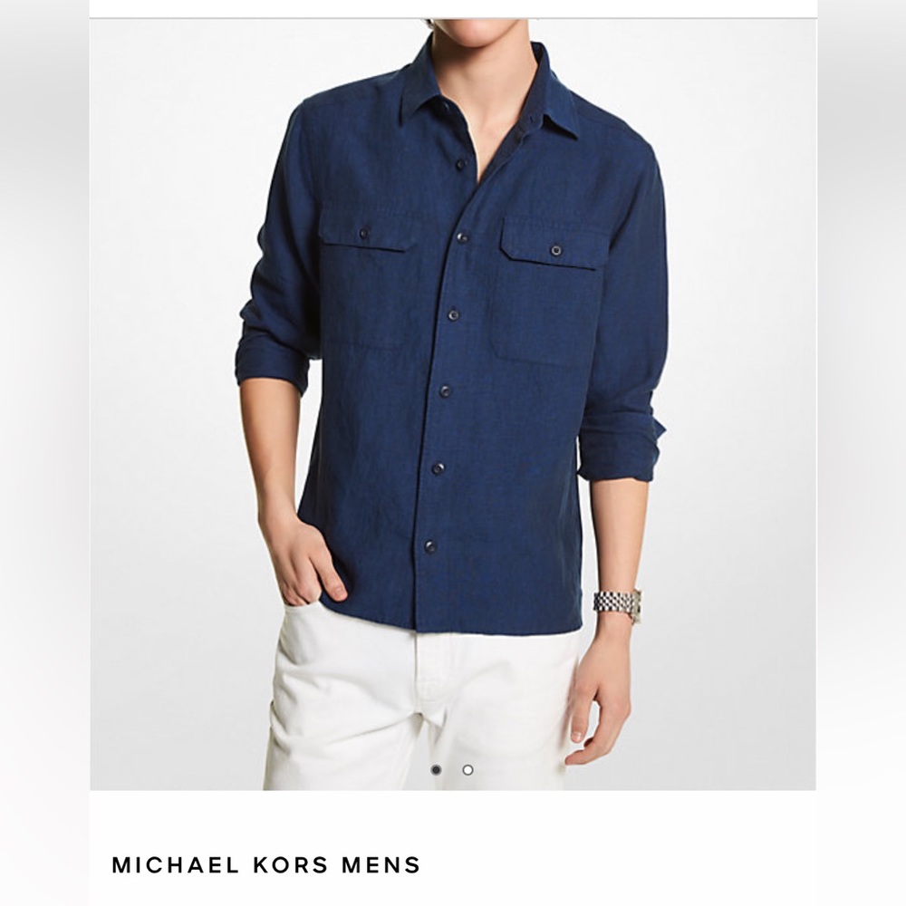 Mens Michael Kors Linen Shirt - Picture 9 of 9